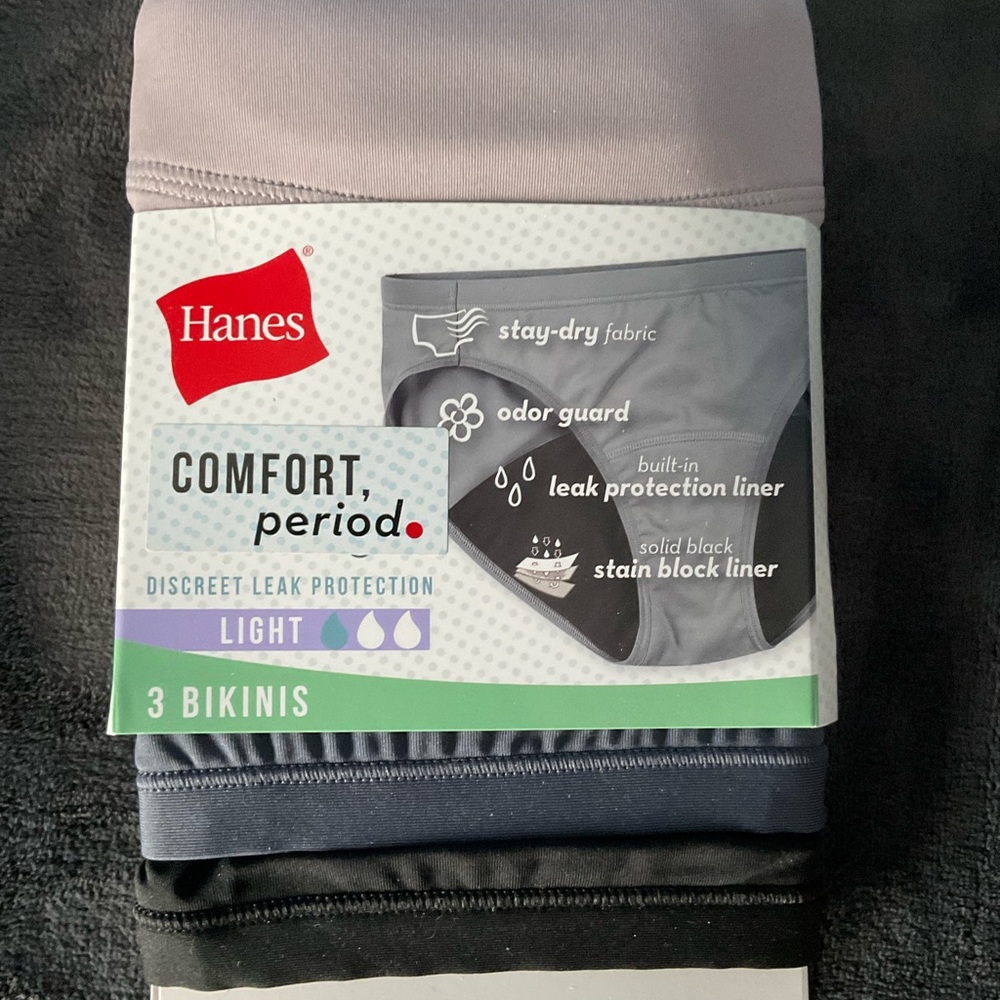 Hanes Comfort period Leak Protection Bikinis - Assorted Colors size medium
